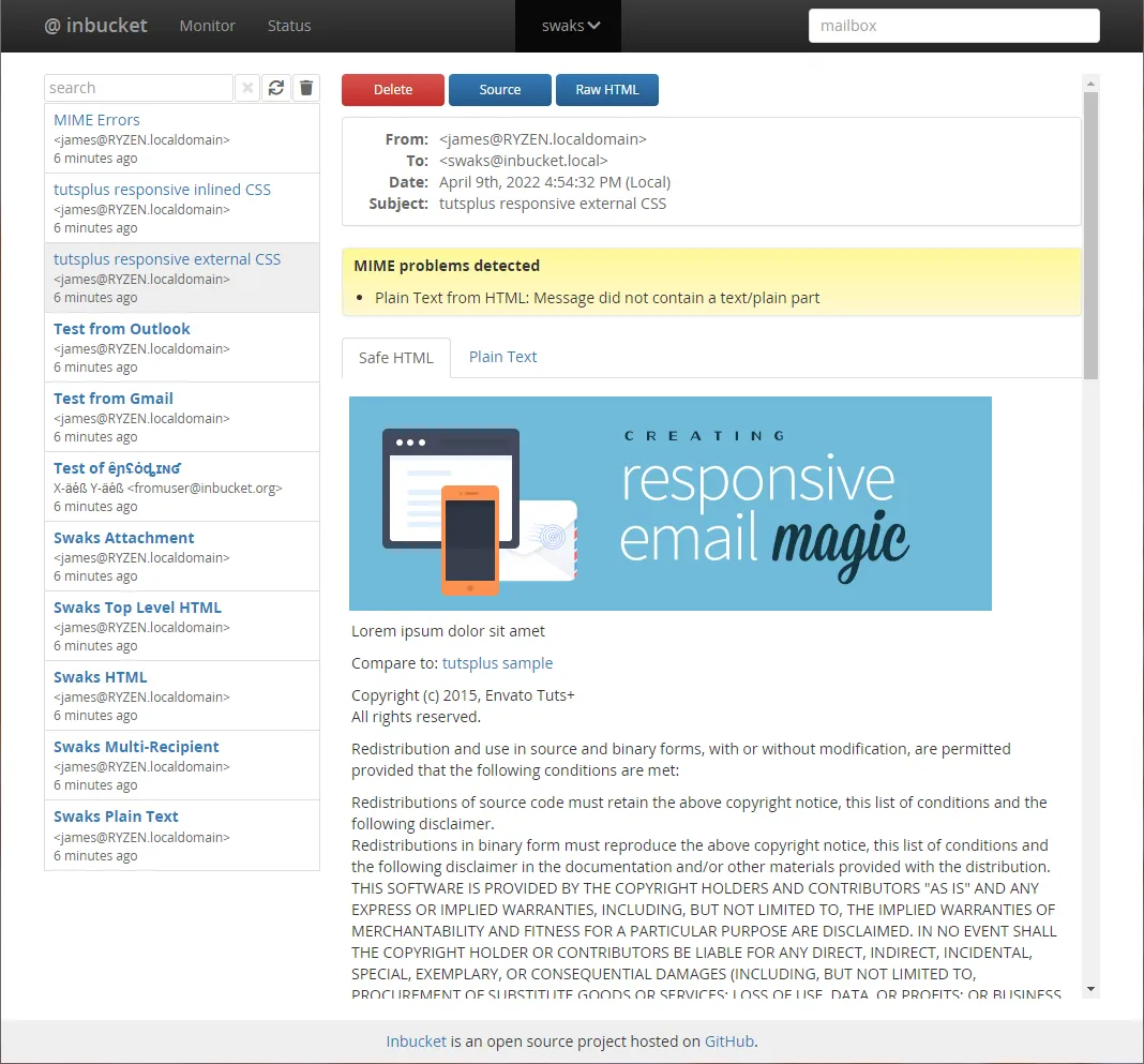 Inbucket Screenshot